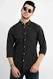 Snitch Men's Lining Black Shirt Slim Fit Cotton